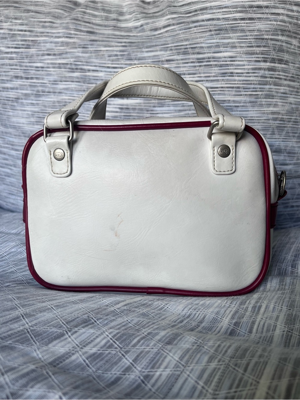 Roots White Mini Bag with Burgundy '73' Patch - Picture 4 of 8